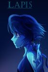  1girl blue_eyes blue_hair blue_skin breasts female gradient gradient_background lapis_lazuli_(steven_universe) solo steven_universe tears upper_body 