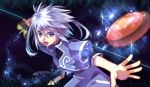  1boy ball blue_eyes genius_sage grey_hair kendama long_hair open_mouth sho_yu solo sparkle tales_of_(series) tales_of_symphonia teeth upper_body 