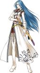  1girl blue_eyes blue_hair boots closed_mouth cross-laced_footwear female fingerless_gloves fire_emblem fire_emblem:_akatsuki_no_megami full_body gloves hair_over_one_eye high_heels long_hair lucia_(fire_emblem) official_art sheath simple_background sleeveless solo standing sword thigh-highs thigh_boots transparent_background weapon white_footwear white_gloves white_skin white_thigh_boots 