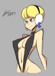  1girl bigdead93 blonde_hair breasts female gym_leader kamitsure_(pokemon) nintendo pokemon smile solo swimsuit thong_bikini 