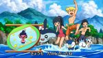  ako_(ako0905) beach cliff fake_screenshot hikari_(pokemon) jun_(pokemon) kouki_(pokemon) mantyke mime_jr. mountain pachirisu parody piplup pokemon pokemon_(anime) pokemon_(game) pokemon_dppt shaymin smile swimsuit tree 