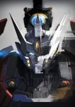  1boy dai-xt deadlock drift dual_persona glowing glowing_eyes highres mecha robot science_fiction solo sword_hilt transformers 