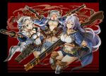  3girls cockadooodledoo cowboy_shot granblue_fantasy highres kukuru_(granblue_fantasy) kumuyu looking_at_viewer multiple_girls silva_(granblue_fantasy) silver_hair 