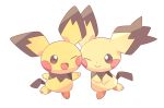  artist_request cheek-to-cheek looking_at_viewer nintendo no_humans one_eye_closed pichu pokemon simple_background tagme tail white_background 
