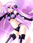  1girl black_gloves blue_eyes choujigen_game_neptune choujigen_game_neptune_mk2 elbow_gloves gloves long_hair looking_at_viewer navel nepgear neptune_(series) open_mouth purple_hair purple_sister solo thigh-highs 
