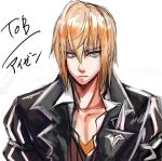  1boy blonde_hair blue_eyes character_name eizen_(tales) haruhito1211 looking_at_viewer male_focus short_hair simple_background solo tales_of_(series) tales_of_berseria upper_body white_background 