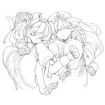  2girls bandage bouncing_breasts braid breasts chiyoshi_(sevendw) female fighting hong_meiling ibaraki_kasen large_breasts limited_palette long_hair monochrome multiple_girls plant spot_color touhou upper_body white_background 