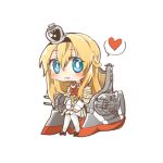  1girl :3 bow braid chibi crown dress french_braid hairband heart jewelry kantai_collection lowres necklace rebecca_(keinelove) sitting smile solo spoken_heart turret warspite_(kantai_collection) white_background 