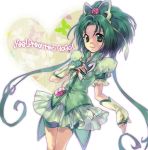  akimoto_komachi butterfly_hair_ornament cure_mint fingerless_gloves flower futari_wa_pretty_cure gloves green_eyes green_hair hair_ornament hands itou long_hair magical_girl pink_rose precure rose shorts_under_skirt solo u_to_i yes!_precure_5 