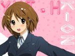  bad_id brown_eyes brown_hair hirasawa_yui hot@dog k-on! open_mouth school_uniform short_hair solo 