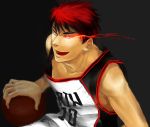  basketball basketball_uniform blurry depth_of_field glowing glowing_eye kagami_taiga kuroko_no_basuke red_eyes redhead smooooooch sportswear 