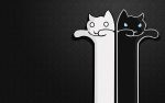  2boys 2ch black_background black_fur blue_eyes cat duo longcat meme tacgnol tagme wallpaper western 