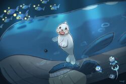  artist_name horns lanturn no_humans piplup pokemon pokemon_(creature) seel single_horn squeegool underwater wailmer wailord 