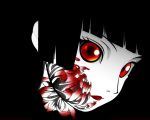 bangs black_hair blunt_bangs chrysanthemum enma_ai flower hime_cut jigoku_shoujo lipstick red_eyes 