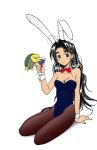   animal_ears black_hair rabbit_ears bunnysuit cocktail color earrings high_heels jewelry long_hair love_hina nail_polish otohime_mutsumi shoes tama_(love_hina) thigh-highs  