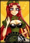  braid breasts chinadress cleavage cleavage_cutout hat hong_meiling long_hair nawoki_seiyoukan red_eyes redhead touhou twin_braids 