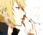  arisaka_ako blonde_hair cigarette denji_(pokemon) denzi_(pokemon) gym_leader male pokemon short_hair smoke smoking solo 