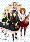  akiyama_mio bad_id bass_guitar cagayake!_girls_pose drum drum_set fuwafuwa_time gothic_lolita guitar hirasawa_yui instrument k-on! keyboard keyboard_(instrument) kitagawa_unagi kotobuki_tsumugi lolita_fashion multiple_girls pantyhose tainaka_ritsu 