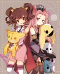  anise_tatlin arietta bare_shoulders brown_eyes brown_hair doll gloves hara_yui hat long_hair multiple_girls pink_eyes pink_hair ribbon smile stuffed_animal stuffed_toy tales_of_(series) tales_of_the_abyss thigh-highs thighhighs tokunaga twintails 