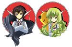  cape cc cheese-kun code_geass fukuyama_jun green_hair lelouch_lamperouge long_hair meimi parody pizza_hut seiyuu_joke spice_and_wolf yellow_eyes young 