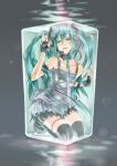  2d 4hands blue_hair box colored_eyelashes frills frilly girl_in_a_box gothic hatsune_miku in_box in_container long_hair solo thigh-highs thighhighs twintails vocaloid 
