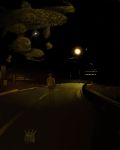  bag building dark darkness fish lamppost monster original road school_uniform shiira streetlights surreal 
