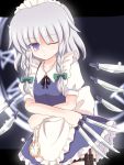  izayoi_sakuya knife maid pocket_watch ry short_hair silver_hair touhou watch wink 