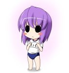  barefoot buruma chibi clothes_writing ichimi nagae_iku purple_hair solid_circle_eyes touhou translated 