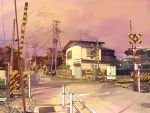  fo~do morioka power_lines railroad_crossing railroad_tracks real_world_location scenery sky telephone_pole town 