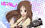  brown_eyes brown_hair feathers gibson glasses guitar guitar_pick instrument jet_(artist) jet_yowatari jewelry k-on! les_paul long_hair necklace plectrum solo translated translation_request yamanaka_sawako 