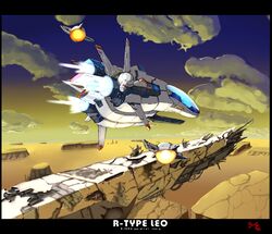  bit_(r-type) cloud clouds desert highres irem no_humans r-type r-type_leo ship sky space_craft starfighter vuccha 