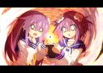  2girls choujigen_game_neptune d-pad hair_ornament long_hair mizunashi_(second_run) multiple_girls nepgear neptune_(choujigen_game_neptune) neptune_(series) o_o open_mouth purple_hair shin_jigen_game_neptune_vii short_hair siblings sisters 