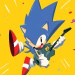  anniversary electric_guitar globes guitar instrument jumping one_eye_closed shoes smile sneakers solo sonic sonic_the_hedgehog tyson_hesse yellow_background 