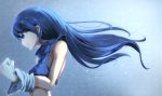  1girl blue_eyes blue_hair breasts eve_neuschwanstein long_hair needless solo 