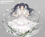  1girl absurdres ar_tonelico ar_tonelico_ii black_hair dress highres jakuri long_hair solo sparkle twintails yozekura 