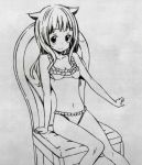  1girl animal_ears bikini chair drawing female highres kono_bijutsubu_niwa_mondai_ga_aru! monochrome screencap solo swimsuit 