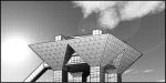  aoki_hagane_no_arpeggio building clouds comic commentary_request greyscale kaname_aomame kantai_collection monochrome no_humans no_text sky tokyo_big_sight 
