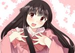  1girl black_hair hands_on_own_chest hime_cut houraisan_kaguya long_hair nurupo_(abooon) open_mouth red_eyes solo touhou very_long_hair wide_sleeves 