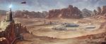  aircraft airplane concept_art desert fighter_jet highres jet landscape military military_vehicle official_art pilot_(raiden_v) raiden_(series) raiden_v scenery skan_srisuwan studio_hive 