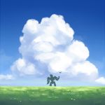  bastion_(overwatch) bird clouds langbazi no_humans overwatch robot silhouette solo 