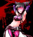  1girl :p black_hair breasts detached_sleeves drill_hair erect_nipples han_juri marimo_(yousei_ranbu) short_twintails street_fighter street_fighter_iv super_street_fighter_iv tongue tongue_out twin_drills twintails violet_eyes 