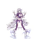  1girl 8rats boots bracer braid breasts cannon cleavage cleavage_cutout eyepatch full_body hair_ornament knife large_breasts long_hair looking_at_viewer machinery midriff navel official_art puffy_short_sleeves puffy_sleeves purple_legwear short_sleeves side_braid silver_hair single_braid sirius_(zhan_jian_shao_nyu) skirt solo thigh-highs throwing_knife transparent_background turret violet_eyes water wavy_hair zhan_jian_shao_nyu 