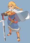  1girl absurdres agrias_oaks armor blonde_hair braid breasts class_change fgz final_fantasy final_fantasy_tactics gloves highres knight_(fft) long_hair single_braid solo sword weapon 