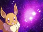  alison_(alison_air_lines) ears_up eevee fang high light no_humans open_mouth pokemon pokemon_(creature) purple space star violet_eyes wide-eyed 