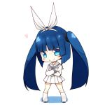  1girl blue_hair blush blush_stickers chibi crossed_arms female full_body heart kouji_(campus_life) long_hair looking_at_viewer nipa-ko sailor school_uniform simple_background skirt smile solo twintails ultimate_nipper uniform white_background 