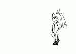  1girl animated animated_gif hat japanese_clothes kariginu monochrome mononobe_no_futo nicetack plate ponytail solo summoning sword tate_eboshi touhou weapon 