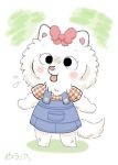  1girl black_eyes dog female full_body furry oda_takashi skirt solo tongue white_background 