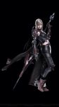  1girl 3d aranea_highwind armor black_background blonde_hair cape final_fantasy final_fantasy_xv full_body highres official_art polearm solo spear weapon 