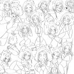  1girl :3 fang flying_sweatdrops leotard monochrome multiple_views peridot_(steven_universe) short_hair sikaku367 smile steven_universe 