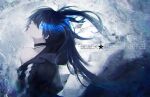  1girl bangs black_hair black_rock_shooter black_rock_shooter_(character) blue_eyes character_name closed_mouth floating_hair hair_between_eyes highres long_hair off_shoulder profile shion_(reira) solo twintails upper_body very_long_hair 